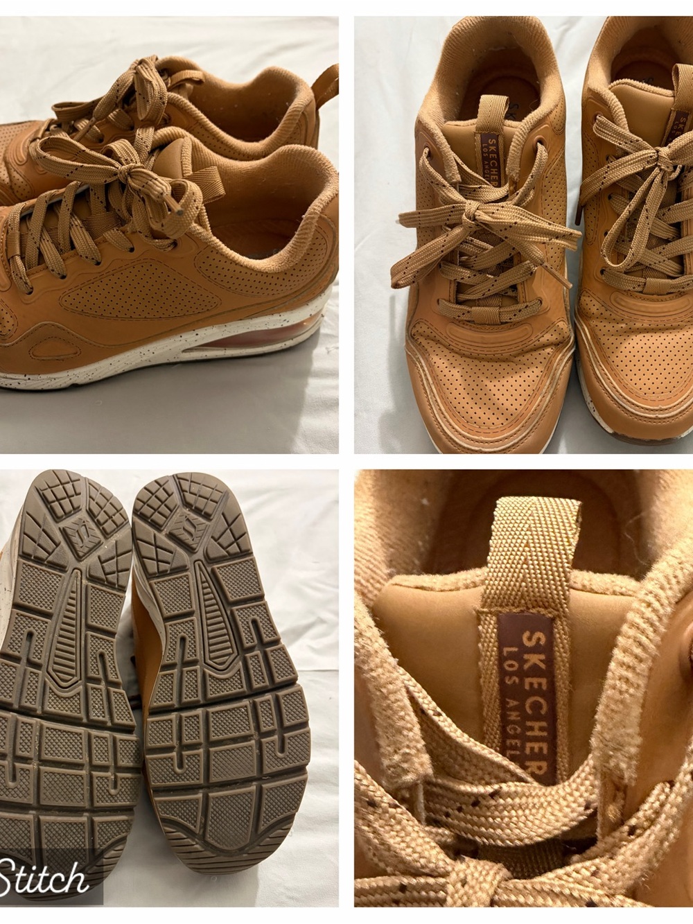 Skechers Women’s Tan Casual Perforated Lace-Up Sneakers